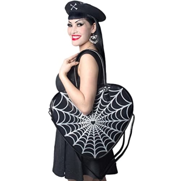 Gothic Spiderweb Sparkle Heart Handbag for Halloween