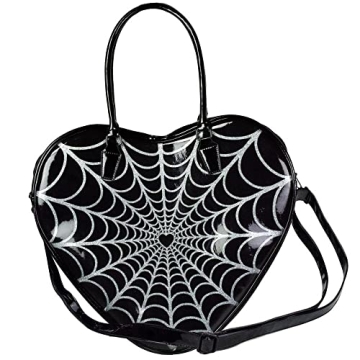Gothic Spiderweb Sparkle Heart Handbag for Halloween