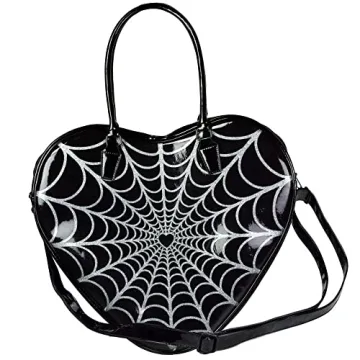 Gothic Spiderweb Sparkle Heart Handbag for Halloween