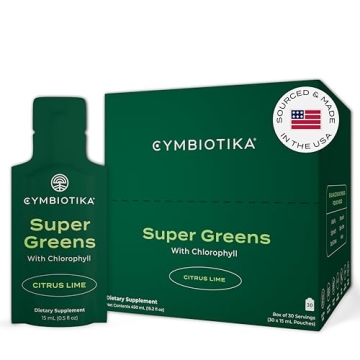 CYMBIOTIKA Super Greens Supplement with Chlorophyll, Spirulina, Daily Vegan Superfood Packets for Di...