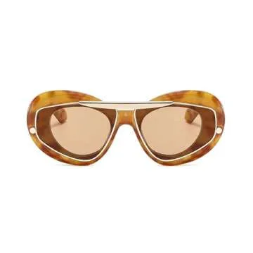 laureles Fashion Oversized Cat Eye Women Sunglasses Vintage Leopard Gradient Shades UV400 Men Sun Glasses (C3)