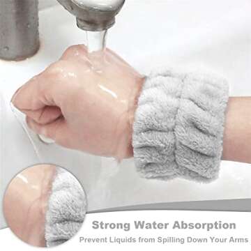 Microfiber Wrist Towel Bands - 8 Pcs Absorbent Wristbands to Prevent Liquid Spills While Washing Face for Women and Girls