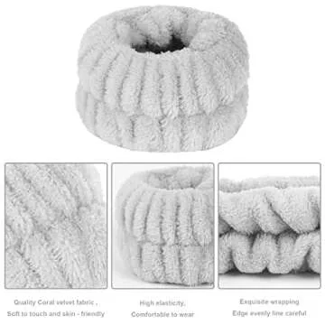Microfiber Wrist Towel Bands - 8 Pcs Absorbent Wristbands to Prevent Liquid Spills While Washing Face for Women and Girls