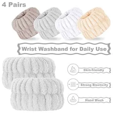 Microfiber Wrist Towel Bands - 8 Pcs Absorbent Wristbands to Prevent Liquid Spills While Washing Face for Women and Girls