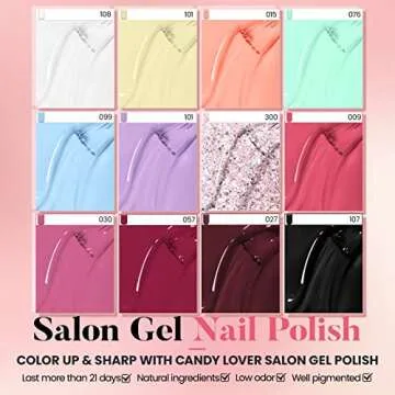 Candy Lover Gel Nail Polish Kit with 36W UV Light Nail Lamp, 12 Colors Gel Polish with Base Top Coat Matte Top UV LED Nail Gel Polish Set, Nail Art Accessories Free Storage Box Starter Nail Kit