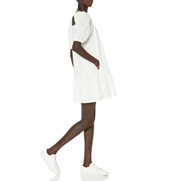 The Drop Puff-Sleeve Mini Dress for Women - White