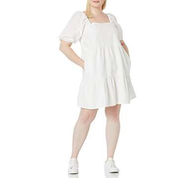 The Drop Puff-Sleeve Mini Dress for Women - White