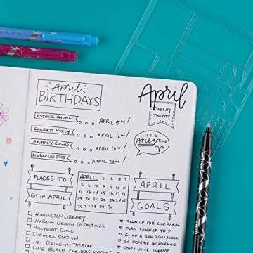Erin Condren Cursive Letter & Shape Stencils Accessory Pack - Calligraphy & Planning Checklist Stencil, 2-Pack Measures 4.375" x 6", Useful for Planners, Bullet Journals and More.