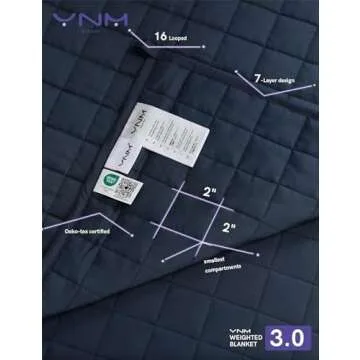 YnM Exclusive Weighted Blanket, Soothing Cotton, Smallest Compartments with Glass Beads, Bed Blanket for One Person of 140lbs, Ideal for Twin/Full Bed (48x72 Inches, 15 Pounds, Navy)