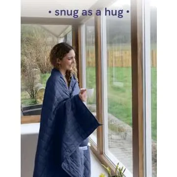 YnM Exclusive Weighted Blanket, Soothing Cotton, Smallest Compartments with Glass Beads, Bed Blanket for One Person of 140lbs, Ideal for Twin/Full Bed (48x72 Inches, 15 Pounds, Navy)