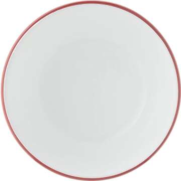 Corelle Vitrelle 28-Oz Bowl, Triple Layer Glass and Chip Resistant, Easy-to-Clean, Lightweight Round Bowl, Red Rim Band