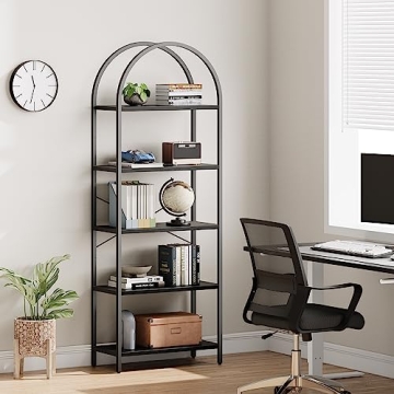 Sturdy IDEALHOUSE 5-Tier Bookcase with Arched Design