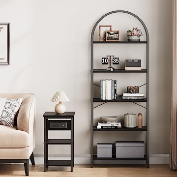 Sturdy IDEALHOUSE 5-Tier Bookcase with Arched Design