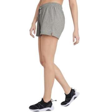 Champion, Lightweight Lounge, Soft Jersey Comfortable Shorts for Women Size Available, Oxford Gray, 1X Plus
