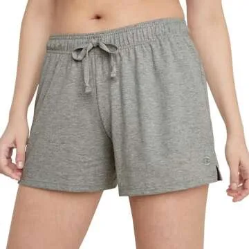 Champion, Lightweight Lounge, Soft Jersey Comfortable Shorts for Women Size Available, Oxford Gray, 1X Plus