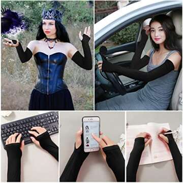 Women's Stretchy Long Fingerless Arm Gloves - UV Protection