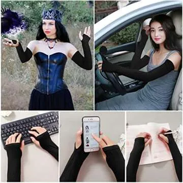 Women's Stretchy Long Fingerless Arm Gloves - UV Protection