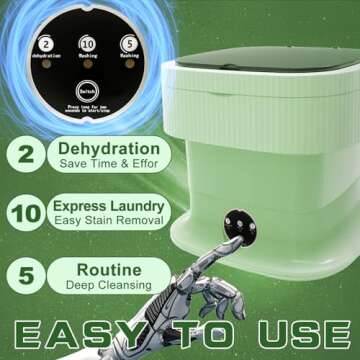 Portable Washing Machine, 60W Mini Washer and Dryer, 16L Folding Lavadora Portatil with Spin,Collapsible Small Compact Clothes Laundry for Underwear, Baby Clothes, Socks （Green)