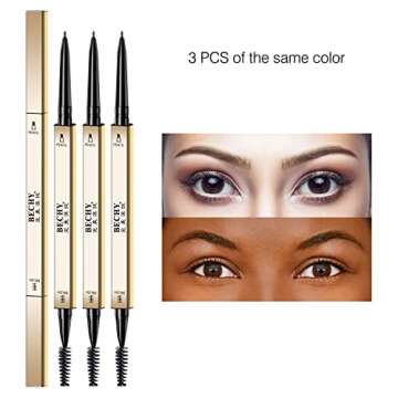 Eyebrow Pencil,3 PCS Waterproof Long-Lasting Microblading Brown Brow Pencil,Natural Eyebrow Makeup Ultra Slim Defining Eyebrow Pencils