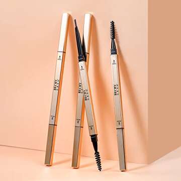 Eyebrow Pencil,3 PCS Waterproof Long-Lasting Microblading Brown Brow Pencil,Natural Eyebrow Makeup Ultra Slim Defining Eyebrow Pencils
