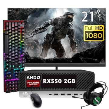 HP Prodesk 600 G3 SFF Desktop with 21.5" FHD Monitor & Gaming Accessories