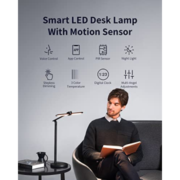 Smart Desk Lamp with Voice Control Auto-Dimming 3 Colors