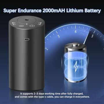 Barthelemy Waterless Car Diffuser, Waterless Diffusers for Essential Oils with Smart Cold Mist & No Leakage Tech, Cordless Aromatherapy Diffuser with Timing & 3 Mist Levels for Car, Room, Office