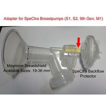 36 mm Extra Extra Large Flagne w/Valve and Membrane for Spectra Breast Pumps S1, S2, M1, Spectra 9; Narrow (Standard) Bottle Neck; Made by Maymom