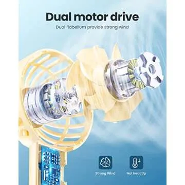 Gaiatop Mini Portable Fan, Powerful Handheld Fan, Cute Design 3 Speed Personal Small Desk Fan with Base, Lightweight Makeup USB Rechargeable Fan for Stylish Girl Women Travel Indoor Outdoor Yellow