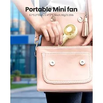 Gaiatop Mini Portable Fan, Powerful Handheld Fan, Cute Design 3 Speed Personal Small Desk Fan with Base, Lightweight Makeup USB Rechargeable Fan for Stylish Girl Women Travel Indoor Outdoor Yellow
