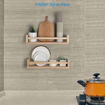 JORIKCHUO Nursery Floating Book Shelves for Kids Room, Kitchen Spice Rack, or Rustic Wall Mounted Sh...