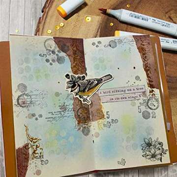 6pcs Birds Blossom Clear Stamps Flowers Bloom Leaves Pattern Transparent Seal Stamps for Holiday Card Making Decoration and DIY Scrapbooking Album DIY Crafts