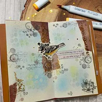 6pcs Birds Blossom Clear Stamps Flowers Bloom Leaves Pattern Transparent Seal Stamps for Holiday Card Making Decoration and DIY Scrapbooking Album DIY Crafts