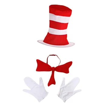 elope Dr. Seuss Cat in The Hat Costume Accessory Kit for Adults Standard Red