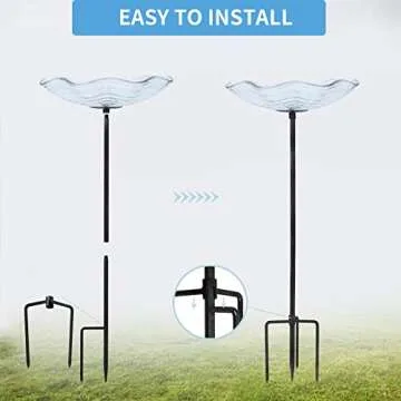 MUMTOP Outdoor Bird Bath - Elegant Glass Design for Gardens