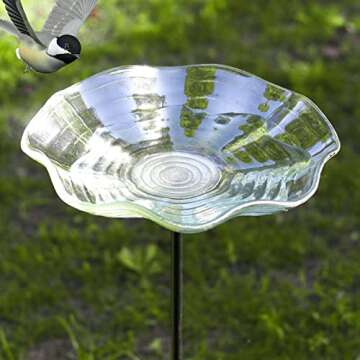 MUMTOP Outdoor Bird Bath - Elegant Glass Design for Gardens