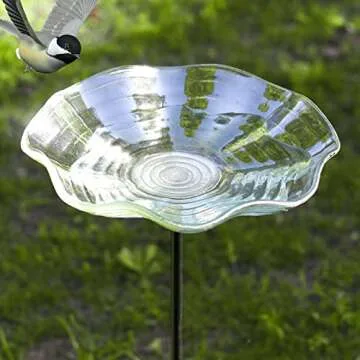 MUMTOP Outdoor Bird Bath - Elegant Glass Design for Gardens