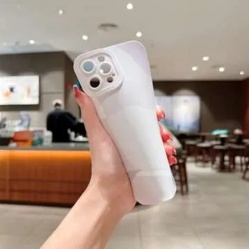 YKCZL Compatible with iPhone 13 Pro Max Case 6.7 Inch, Cute Painted Art Full Camera Lens Protective Slim Soft Shockproof Phone Case for Women Girl-White