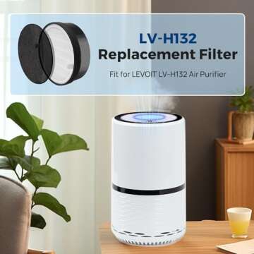 LV-H132 Replacement Filter for LEVOIT LV-H132 Air Puifier, 3-in-1 Nylon Pre-Filter, H13 True HEPA Filter, High-Efficiency Activated Carbon Filter, Part # LV-H132-RF