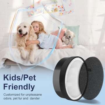 LV-H132 Replacement Filter for LEVOIT LV-H132 Air Puifier, 3-in-1 Nylon Pre-Filter, H13 True HEPA Filter, High-Efficiency Activated Carbon Filter, Part # LV-H132-RF