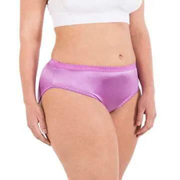 Barbra Lingerie Womens Silky Sexy Satin Bikini Panties S - Plus Size Women Underwear Multi-Pack (XL) 4 Pack- Grape