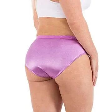 Barbra Lingerie Womens Silky Sexy Satin Bikini Panties S - Plus Size Women Underwear Multi-Pack (XL) 4 Pack- Grape