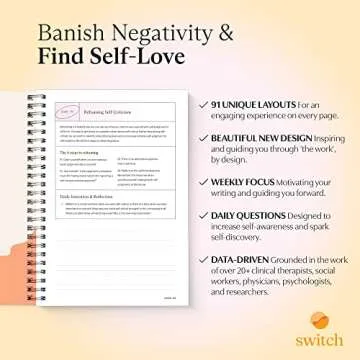 Switch Research Self-Love Journal - Self Care Journal for Women with Prompts - Mindfulness & Gratitude Journal, Therapist Recommended for Self Reflection & Personal Growth - Guided Writing Notebook A4