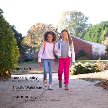 Hanes Girls Comfortsoft Ecosmart Jogger Sweatpants, White, Medium US