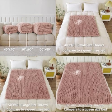 Luxurious WESHIONGOO Chunky Knit Blanket Throw in Pink