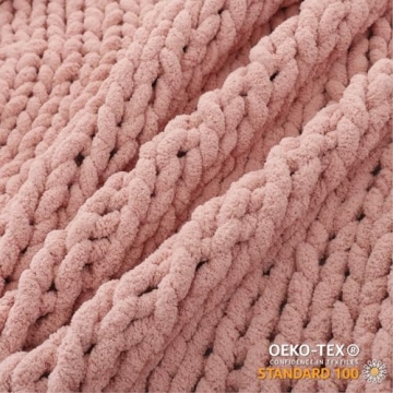 Luxurious WESHIONGOO Chunky Knit Blanket Throw in Pink