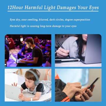 Kursan Oversized Square Black Glasses for Women Men Big Frame Blue Light Blocking Glasses Fashion Ey...