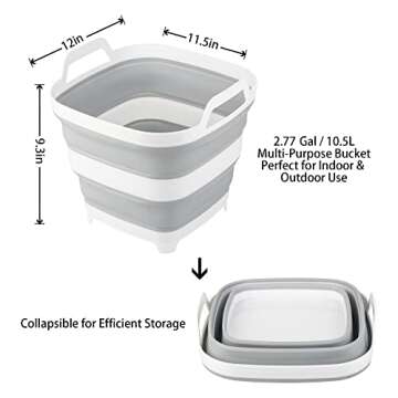 2 Pack Collapsible Ice Bucket with 2.77 Gal / 10.5L Each, Foldable Bottle Drink Cooler for Wine, Bee...