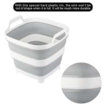 2 Pack Collapsible Ice Bucket with 2.77 Gal / 10.5L Each, Foldable Bottle Drink Cooler for Wine, Beer and Champagne, Space Saving Tub for House Cleaning, Outdoor Waterpot for Garden or Camping