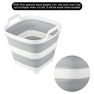 2 Pack Collapsible Ice Bucket with 2.77 Gal / 10.5L Each, Foldable Bottle Drink Cooler for Wine, Beer and Champagne, Space Saving Tub for House Cleaning, Outdoor Waterpot for Garden or Camping